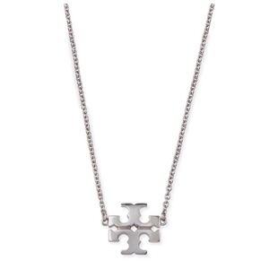 Tory Burch Kira  Logo Charm Necklace Silver